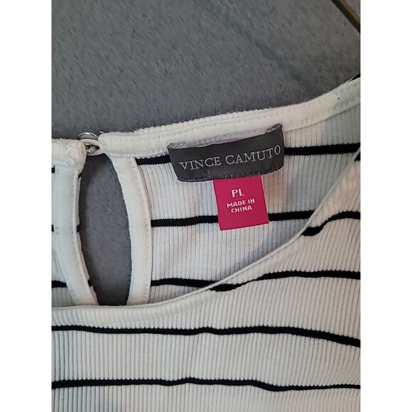 Vince Camuto White Black Striped Cold Shoulder Blouse Petite Large EUC - Picture 5 of 8